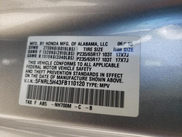 Photo 10 from auction – 2015 HONDA ODYSSEY EX with VIN 5FNRL5H43FB110120