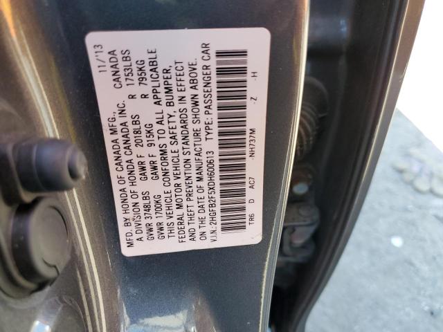 Photo 10 from auction – 2013 HONDA CIVIC LX with VIN 2HGFB2F5XDH600613
