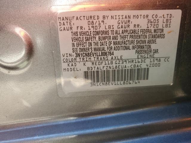 Photo 10 from auction – 2020 NISSAN VERSA SV with VIN 3N1CN8EV1LL806764