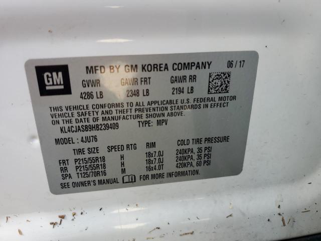 Photo 10 from auction – 2017 BUICK ENCORE PRE with VIN KL4CJASB9HB239409