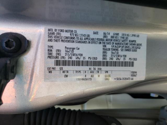 Photo 10 from auction – 2014 FORD FOCUS SE with VIN 1FADP3F26EL353202