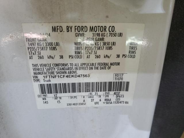 Photo 10 from auction – 2014 FORD F150 with VIN 1FTNF1CF4EKD47563