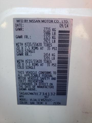 Photo 10 from auction – 2014 NISSAN PATHFINDER with VIN 5N1AR2MN7EC734132