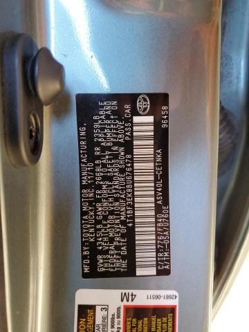 Photo 10 from auction – 2011 TOYOTA CAMRY BASE with VIN 4T1BF3EK8BU676478