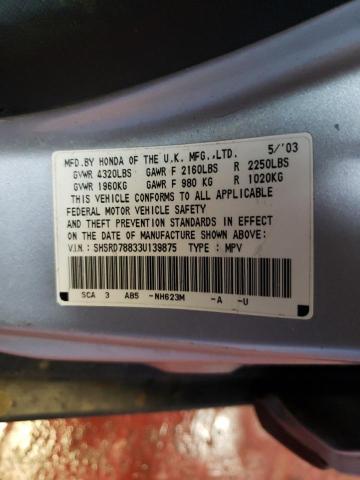 Photo 10 from auction – 2003 HONDA CR-V EX with VIN SHSRD78833U139875