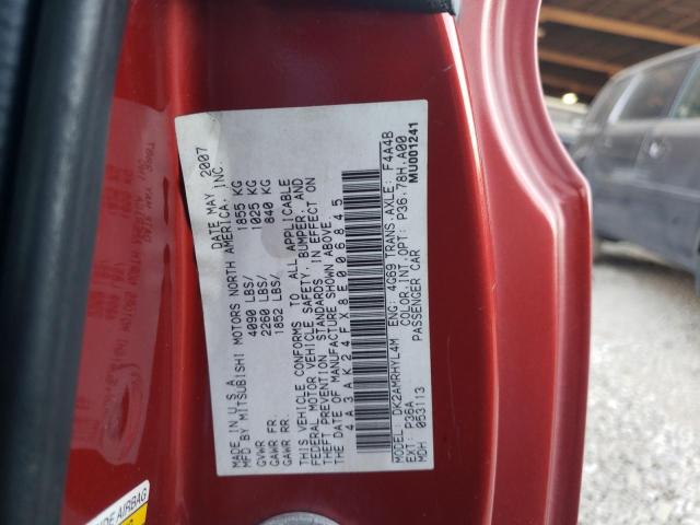 Photo 10 from auction – 2008 MITSUBISHI ECLIPSE GS with VIN 4A3AK24FX8E006845