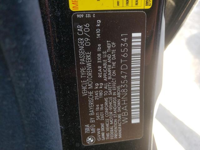 Photo 10 from auction – 2007 BMW 750 with VIN WBAHN83547DT65341