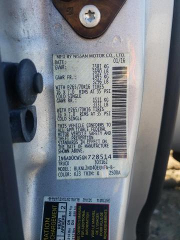Photo 10 from auction – 2016 NISSAN FRONTIER S with VIN 1N6AD0CW5GN728514
