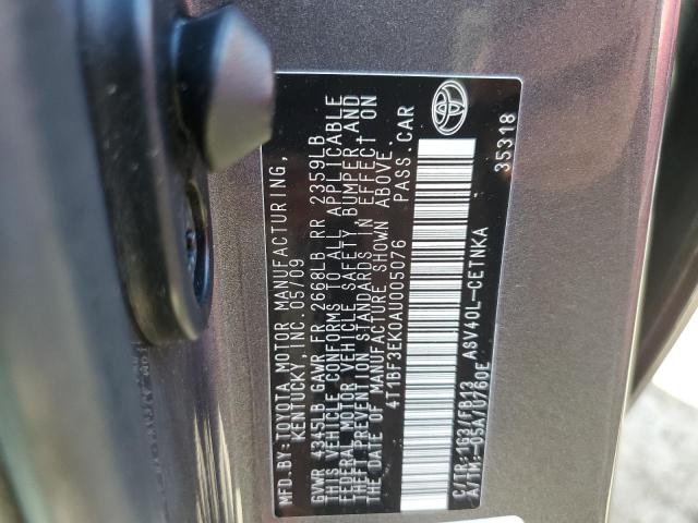 Photo 10 from auction – 2010 TOYOTA CAMRY BASE with VIN 4T1BF3EK0AU005076