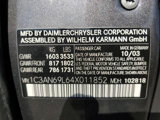 Photo 10 from auction – 2004 CHRYSLER CROSSFIRE with VIN 1C3AN69L64X011852