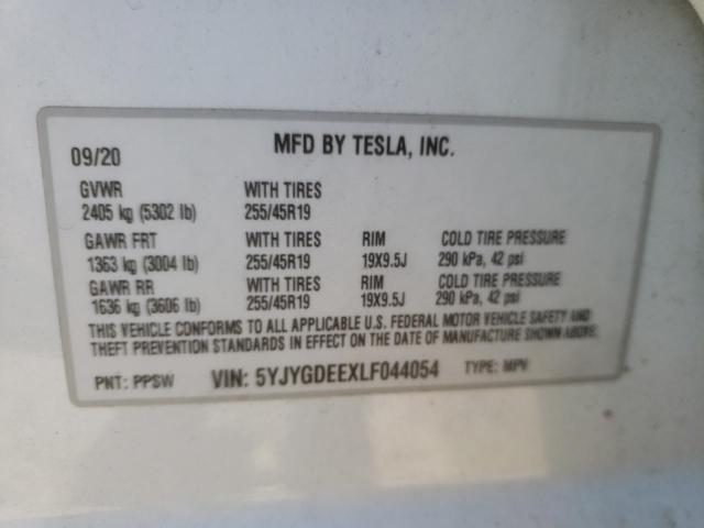 Photo 10 from auction – 2020 TESLA MODEL Y with VIN 5YJYGDEEXLF044054