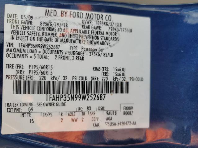 Photo 10 from auction – 2009 FORD FOCUS SE with VIN 1FAHP35N99W252687