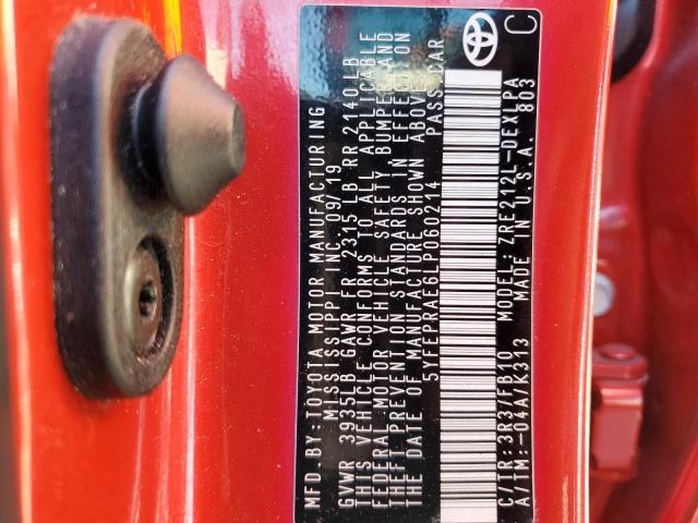 Photo 10 from auction – 2020 TOYOTA COROLLA LE with VIN 5YFEPRAE6LP060214