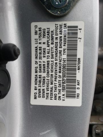 Photo 10 from auction – 2013 HONDA CIVIC LX with VIN 19XFB2F50DE065141