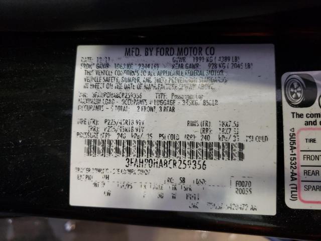 Photo 10 from auction – 2012 FORD FUSION SE with VIN 3FAHP0HA8CR259356