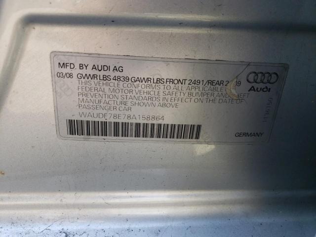 Photo 10 from auction – 2008 AUDI A4 2.0T QU with VIN WAUDF78E78A158864
