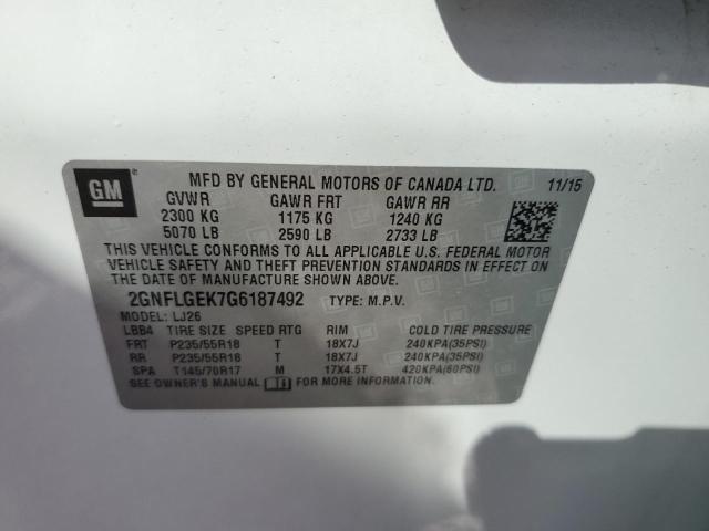 Photo 10 from auction – 2016 CHEVROLET EQUINOX LT with VIN 2GNFLGEK7G6187492