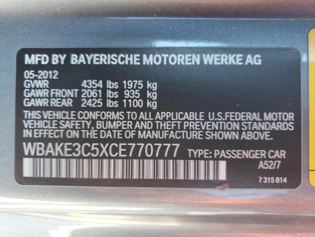 Foto 10 de la subasta – 2012 BMW 328 I con VIN WBAKE3C5XCE770777