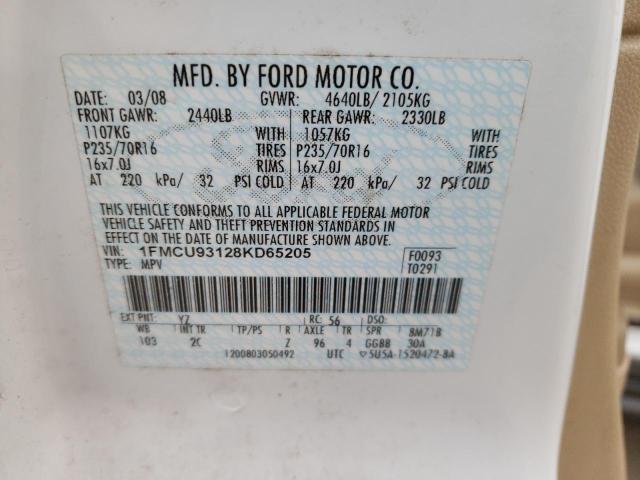 Photo 10 from auction – 2008 FORD ESCAPE XLT with VIN 1FMCU93128KD65205