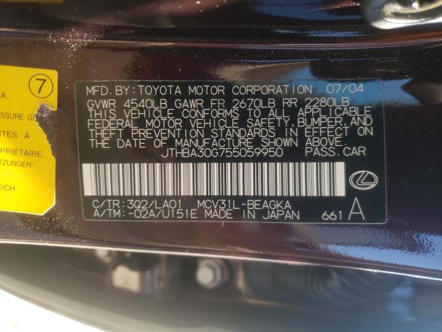 Photo 10 from auction – 2005 LEXUS ES 330 with VIN JTHBA30G755059950