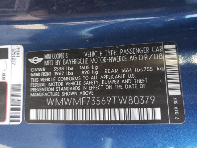 Photo 10 from auction – 2009 MINI COOPER S with VIN WMWMF73569TW80379