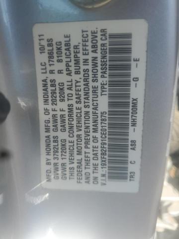 Photo 10 from auction – 2012 HONDA CIVIC EXL with VIN 19XFB2F91CE017875
