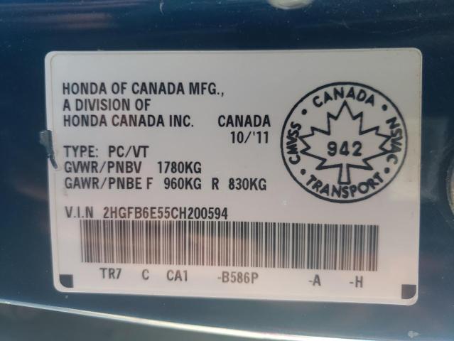 Photo 10 from auction – 2012 HONDA CIVIC SI with VIN 2HGFB6E55CH200594