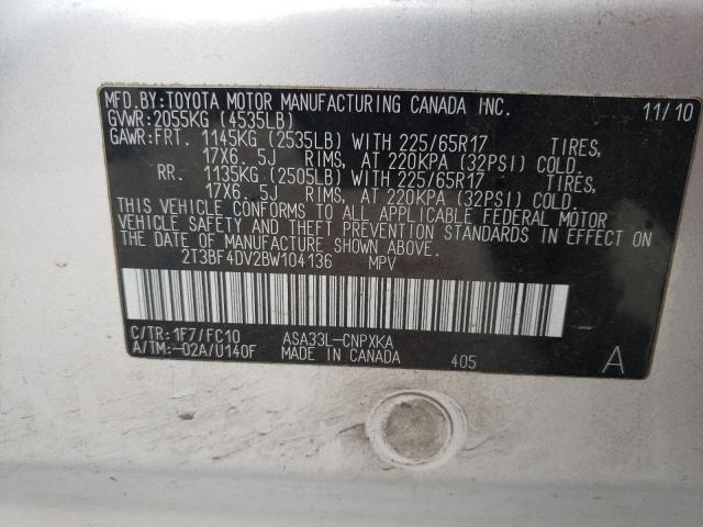 Photo 10 from auction – 2011 TOYOTA RAV4 with VIN 2T3BF4DV2BW104136