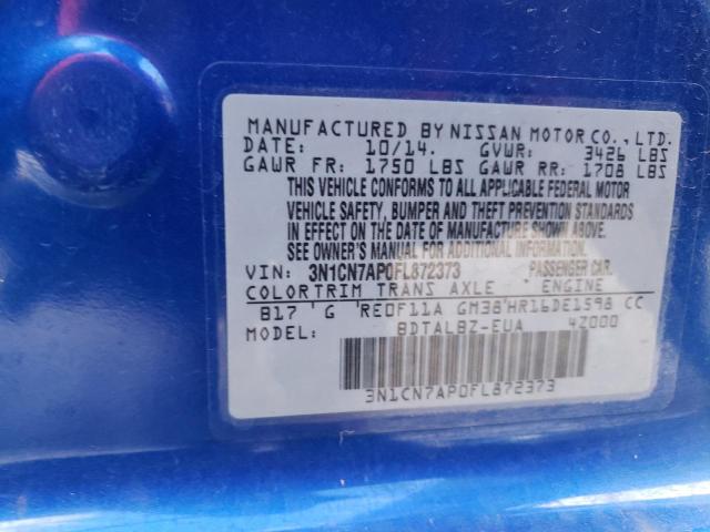 Photo 10 from auction – 2015 NISSAN VERSA S with VIN 3N1CN7AP0FL872373