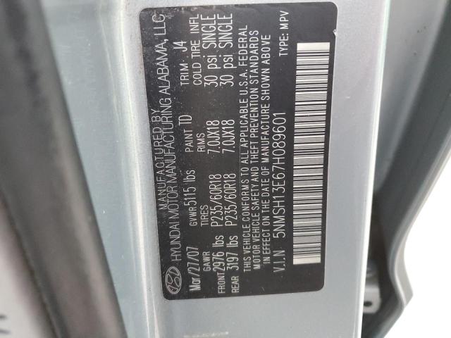 Photo 10 from auction – 2007 HYUNDAI SANTA FE S with VIN 5NMSH13E67H089601