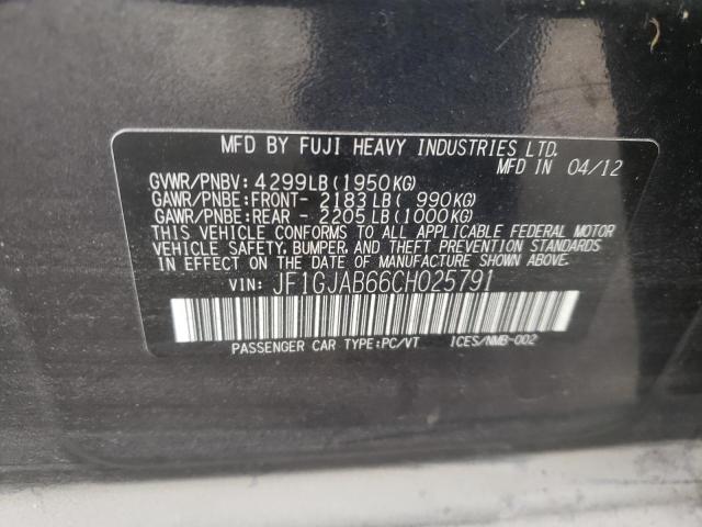Photo 10 from auction – 2012 SUBARU IMPREZA PR with VIN JF1GJAB66CH025791