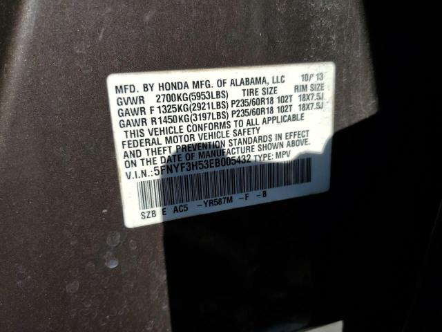 Photo 10 from auction – 2014 HONDA PILOT EXL with VIN 5FNYF3H53EB005432