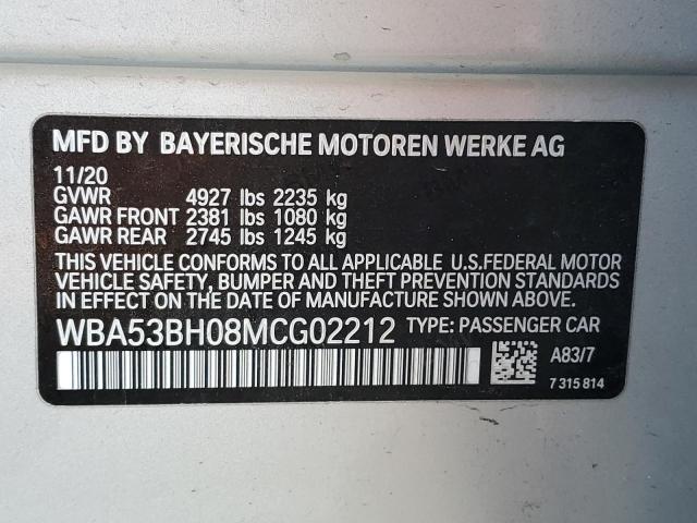 Photo 10 from auction – 2021 BMW 530 I with VIN WBA53BH08MCG02212