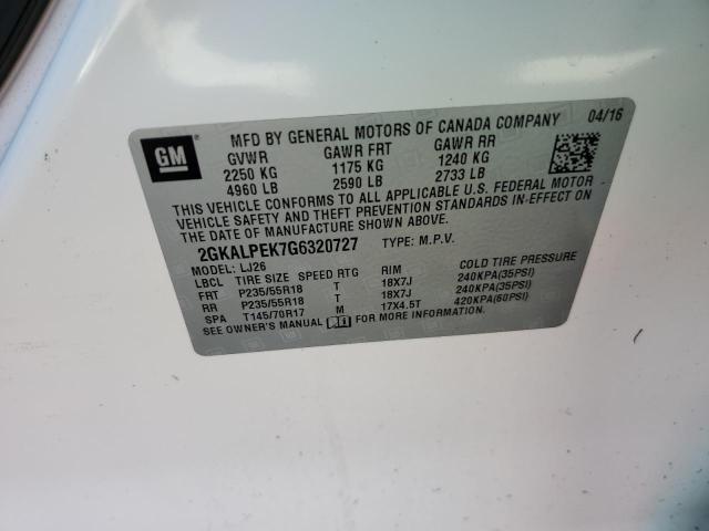 Photo 10 from auction – 2016 GMC TERRAIN SL with VIN 2GKALPEK7G6320727
