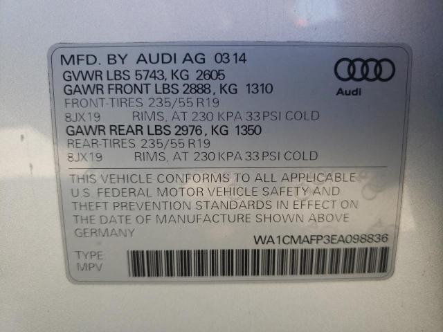 Photo 10 from auction – 2014 AUDI Q5 TDI PRE with VIN WA1CMAFP3EA098836