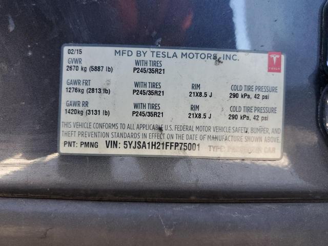 Photo 10 from auction – 2015 TESLA MODEL S 85 with VIN 5YJSA1H21FFP75001