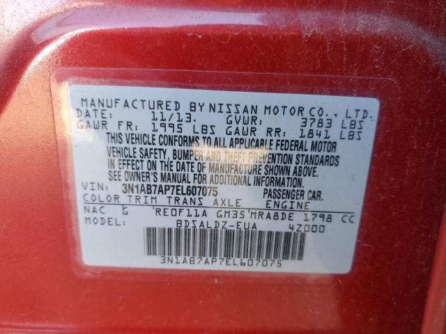 Photo 10 from auction – 2014 NISSAN SENTRA S with VIN 3N1AB7AP7EL607075