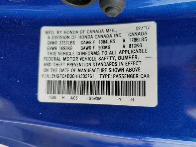 Photo 10 from auction – 2017 HONDA CIVIC LX with VIN 2HGFC4B06HH305761