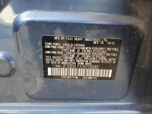 Photo 10 from auction – 2016 SUBARU CROSSTREK with VIN JF2GPALC1GH216040