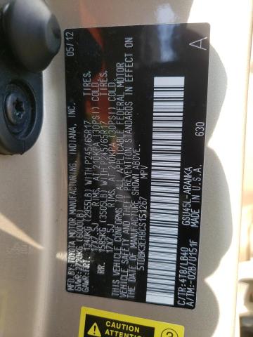 Photo 10 from auction – 2012 TOYOTA HIGHLANDER with VIN 5TDBK3EH8CS151267
