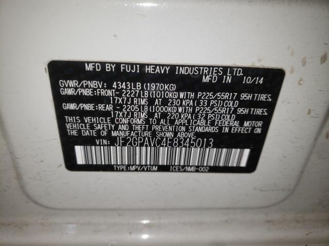 Photo 10 from auction – 2014 SUBARU XV CROSSTR with VIN JF2GPAVC4E8345013