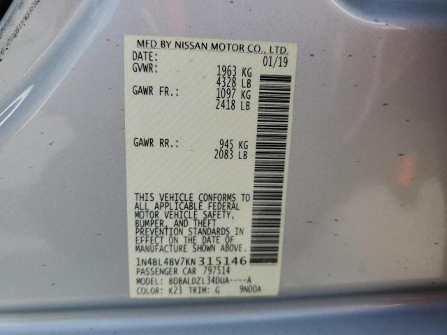 Photo 10 from auction – 2019 NISSAN ALTIMA S with VIN 1N4BL4BV7KN315146
