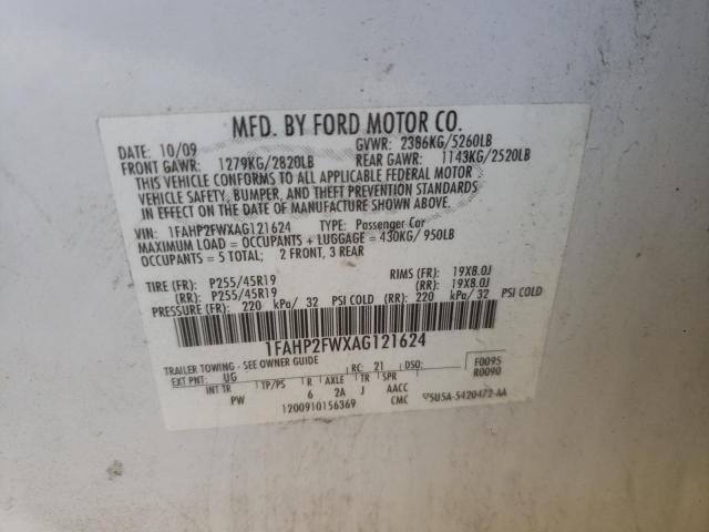 Photo 10 from auction – 2010 FORD TAURUS LIM with VIN 1FAHP2FWXAG121624