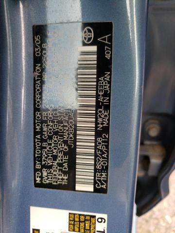 Photo 10 from auction – 2005 TOYOTA PRIUS with VIN JTDKB20U453049905
