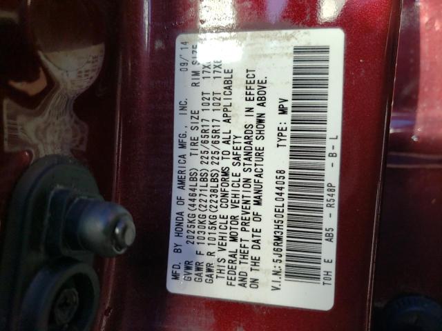 Photo 10 from auction – 2014 HONDA CR-V EX with VIN 5J6RM3H50EL044058