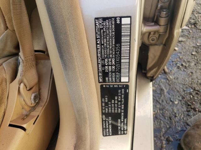 Photo 10 from auction – 2001 MERCEDES-BENZ E 430 with VIN WDBJF70J51X054356