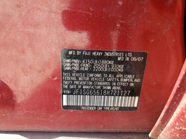 Photo 10 from auction – 2008 SUBARU FORESTER 2 with VIN JF1SG65618H721127