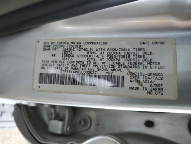 Photo 10 from auction – 2003 TOYOTA 4RUNNER SR with VIN JTEBT14R830002027