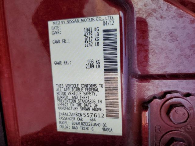 Photo 10 from auction – 2012 NISSAN ALTIMA BAS with VIN 1N4AL2AP8CN557612