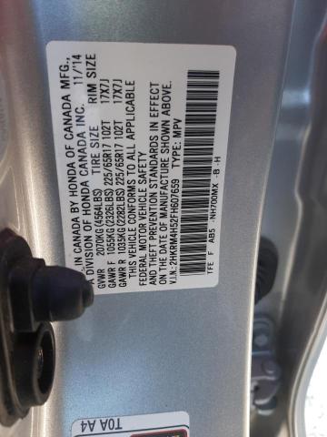Photo 10 from auction – 2015 HONDA CR-V EX with VIN 2HKRM4H52FH607659